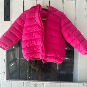 Kids Hot Pink Hooded Puffer Jacket, 12-18 months